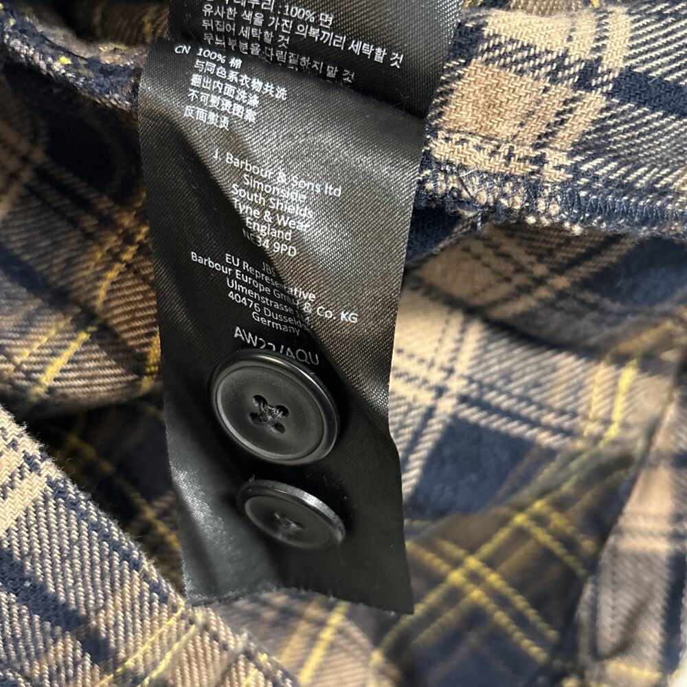 Barbour 100% Cotton Plaid Fleece Button Down Shirt/Jacket Size Large - Picture 6 of 9